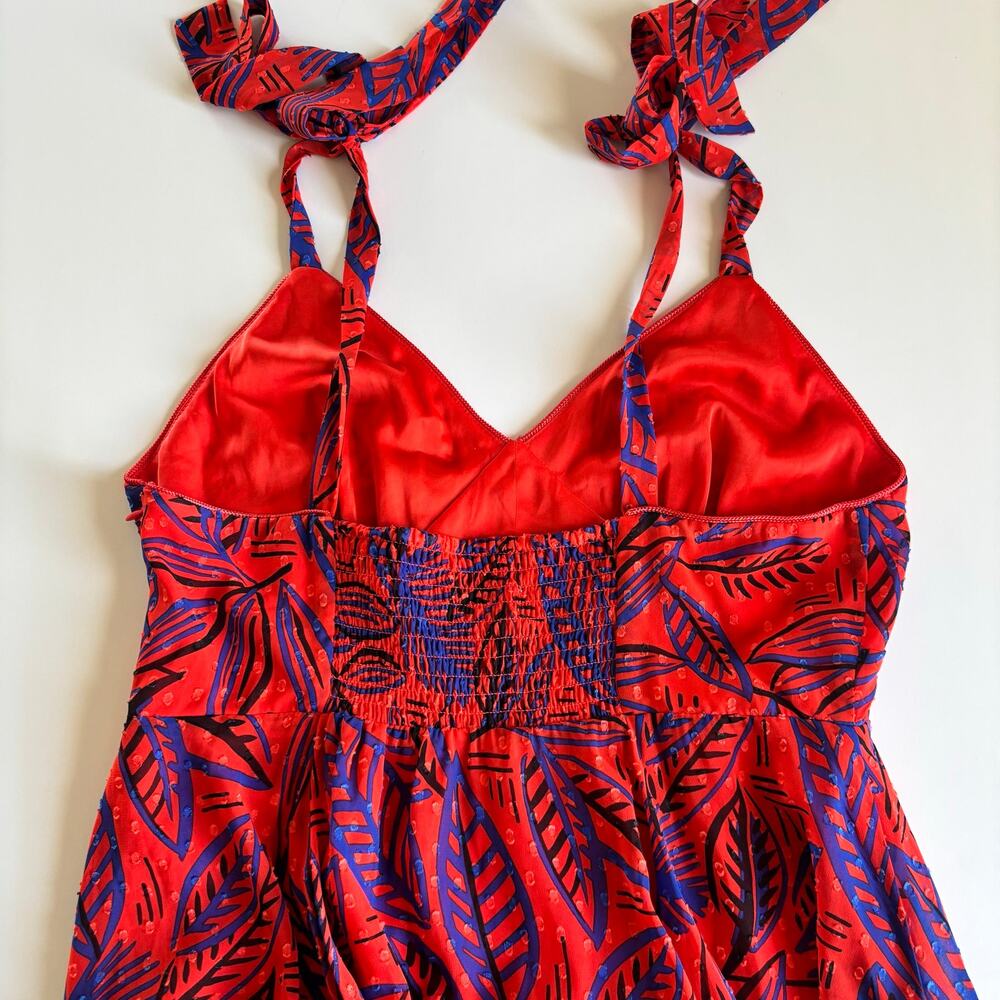 Alexis x Target Red Tropical Leaf Dress Women’s Medium NWT Asymmetrical Hem Boho - Picture 10 of 10